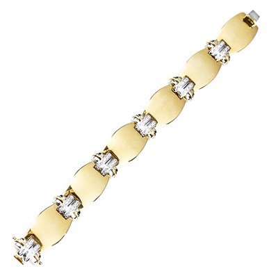 Lot 242 - Two-Color Gold and Diamond Bracelet