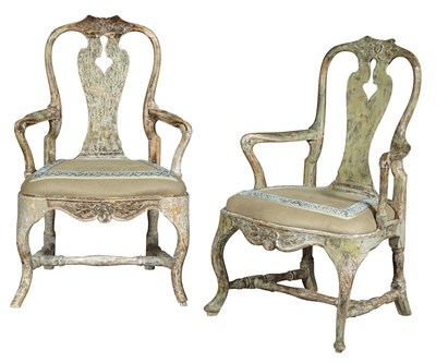 Lot 246 - Assembled Pair of Swedish Rococo Painted...