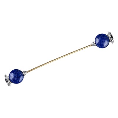 Lot 206 - Tiffany & Co. Gold, Platinum, Lapis, Diamond and Black Onyx Jabot
