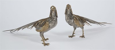 Lot 144 - Pair of Spanish Silver Parcel-Gilt Pheasants...