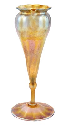 Lot 420 - Tiffany Gold Favrile Ribbed Glass Vase Signed...
