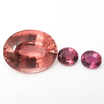 Lot 96 - Unmounted Pinkish-Orange Tourmaline and Two Pink Tourmalines
