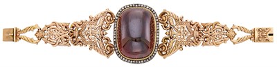 Lot 9 - Russian Gold, Garnet and Diamond Bracelet...