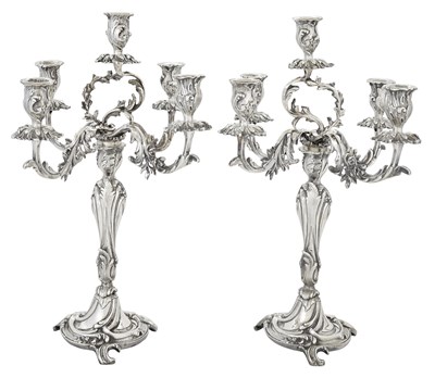 Lot 420 - Pair of French Rococo Style Silvered-Bronze...