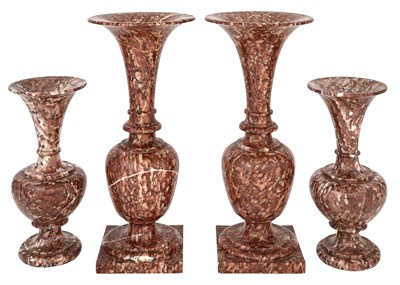 Lot 311 - Two Pairs of Trumpet-Form Turned Marble Vases...
