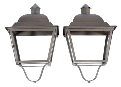 Lot 316 - Pair of French Iron Wall-Mounted Lanterns...