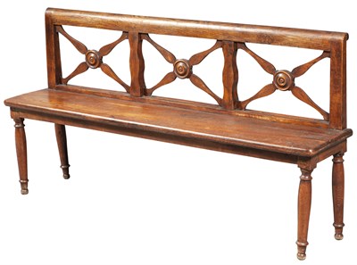 Lot 98 - English Joined Oak and Elm Triple Chair-Back...