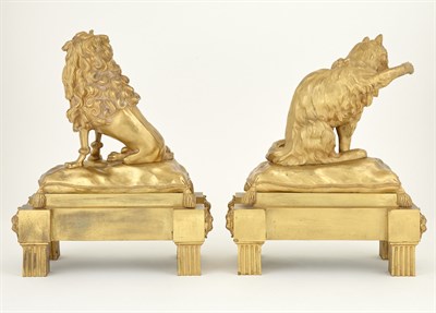 Lot 115 - Pair of Louis XVI Style Gilt-Bronze Animalier...