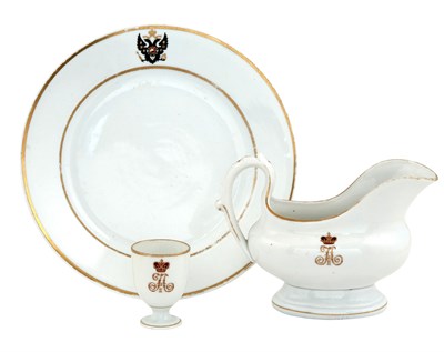 Lot 49 - Russian Porcelain Sauce Boat and Egg Cup from...