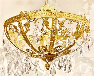 Lot 382 - Empire Style Gilt-Metal and Glass Three-Light...