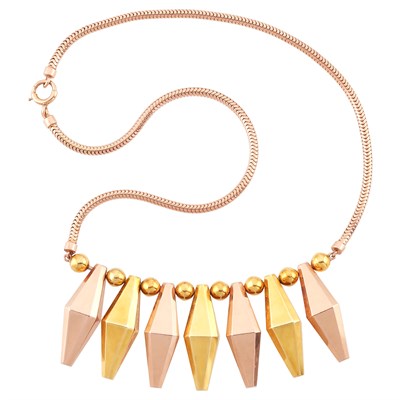 Lot 155 - Retro Two-Color Gold Fringe Necklace