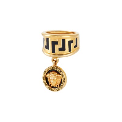 Lot 37 - Versace Gold and Black Enamel Charm Band Ring