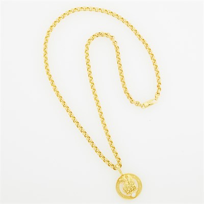 Lot 29 - Gold and Diamond Dragon Pendant-Necklace