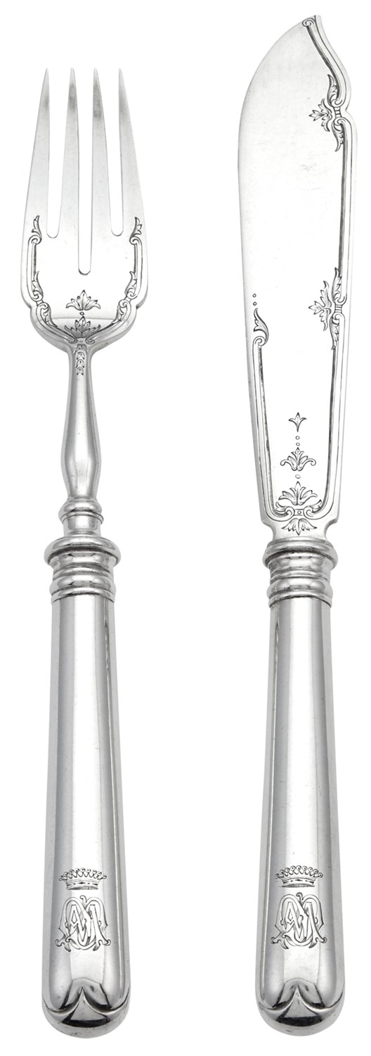 Lot 120 - Fabergé Silver Fish Service Moscow, 1899-1908...