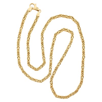 Lot 35 - Long Low Karat Gold Byzantine Chain Necklace