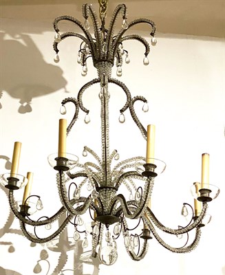 Lot 376 - Eight-Light Beaded Glass Chandelier Height 34...