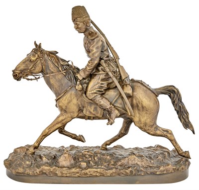 Lot 67 - Russian Bronze Group of a Cossack Officer on...