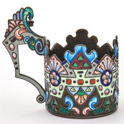 Lot 17 - Russian Silver and Cloisonné Enamel Small Tea...