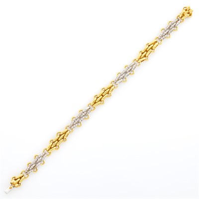 Lot 235 - Tiffany & Co. Two-Color Gold and Diamond Bracelet