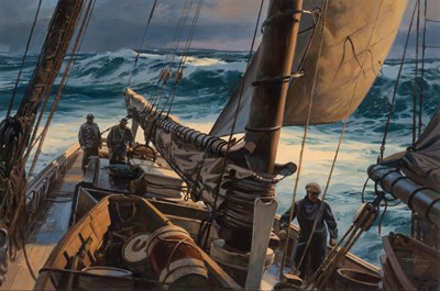 Lot 22 - Thomas M. Hoyne American, 1924-1989 Ship in a...