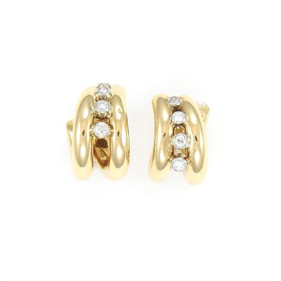 Lot 3 - Pair of Gold and Diamond Huggie Earrings