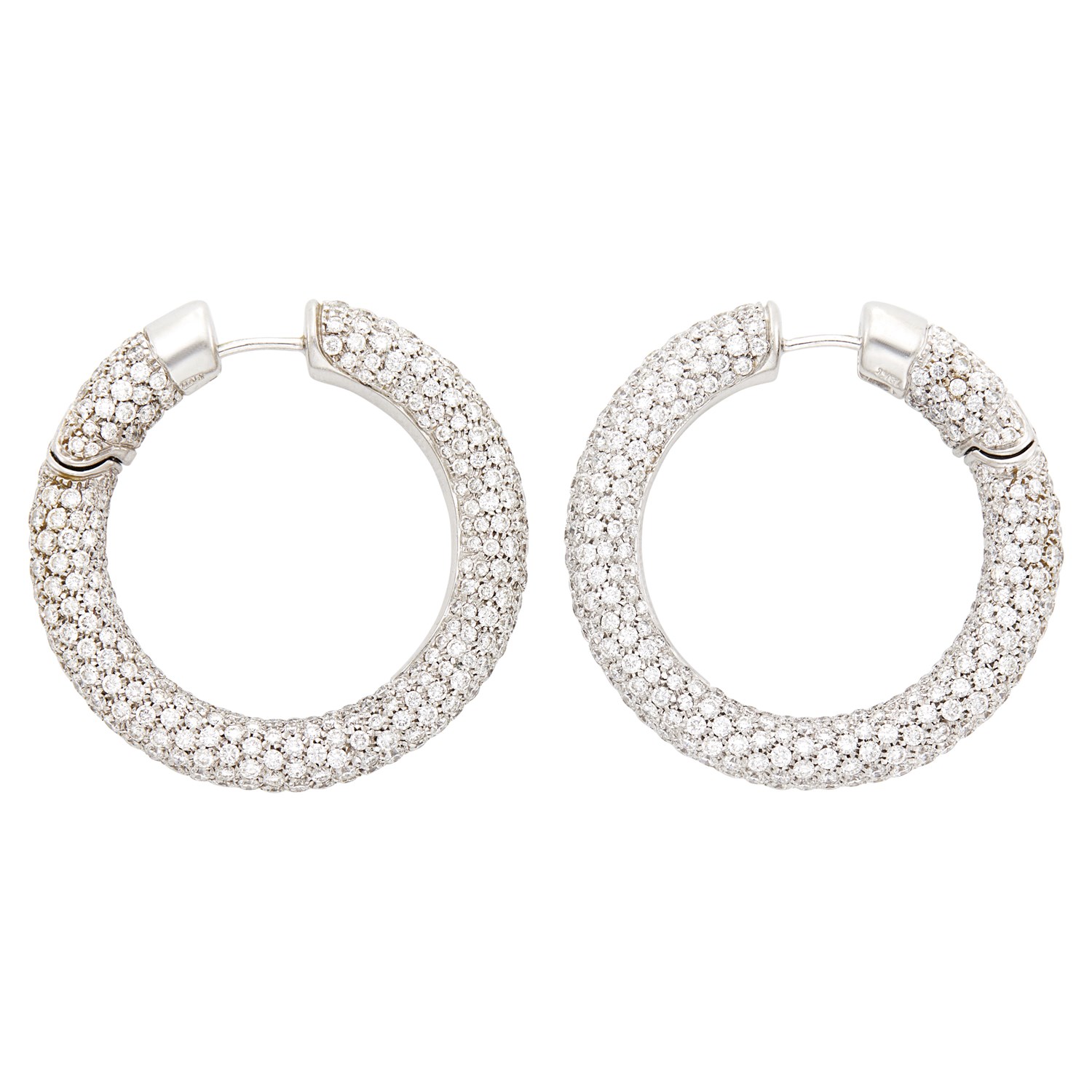 Lot 115 - Pair of White Gold and Diamond Hoop Earrings