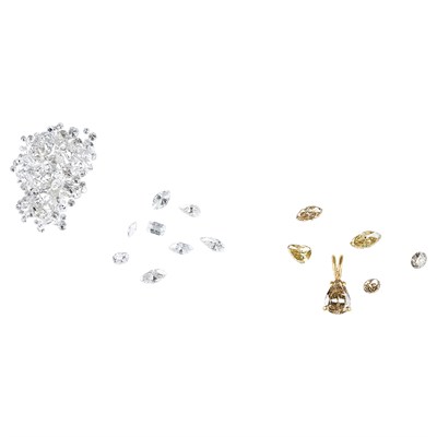 Lot 95 - Group of Unmounted Diamonds, Brown Diamonds, and Brown Diamond Pendant