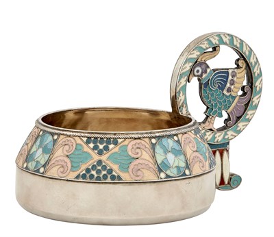 Lot 16 - Russian Silver and Cloisonné Enamel Kovsh...