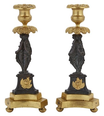 Lot 415 - Pair of French Gilt- and Patinated-Bronze...