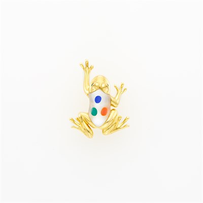 Lot 41 - Asch Grossbart Gold and Hardstone Frog Pin