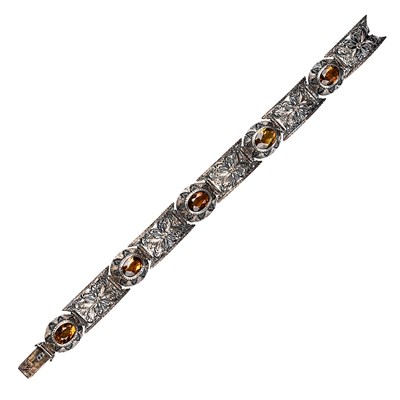 Lot 194 - Antique Silver, Gold and Citrine Bracelet