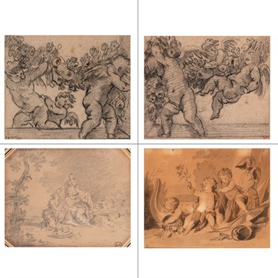 Lot 95 - After Simon Vouet Putti with Swags of Fruit:...