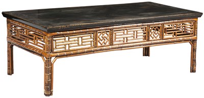 Lot 377 - Bamboo and Lacquer Low Table The paneled...