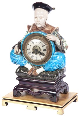 Lot 871 - French Faience Figural Clock by Jules...