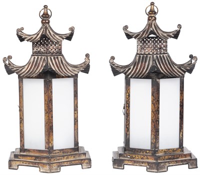 Lot 802 - Pair of Chinese Style Patinated Metal and...