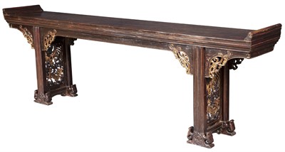 Lot 827 - Chinese Elmwood and Parcel-Gilt Altar Table...