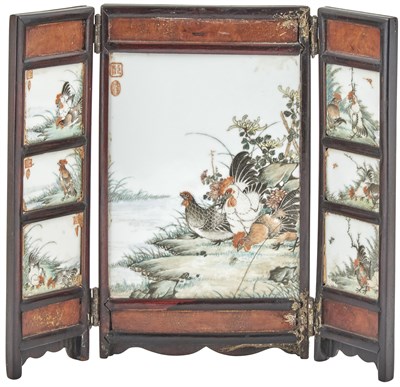 Lot 189 - Chinese Enameled Porcelain Miniature Screen