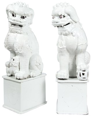 Lot 191 - Pair of Chinese White Glazed Earthenware...