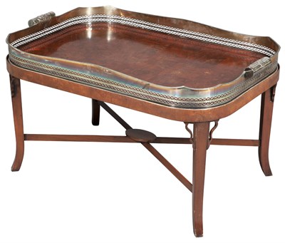 Lot 117 - Silver Plated Tray with Inset Yewwood Panel on...
