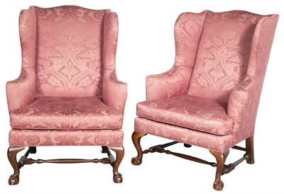 Lot 135 - Pair of Chippendale Style Mahogany Wing...