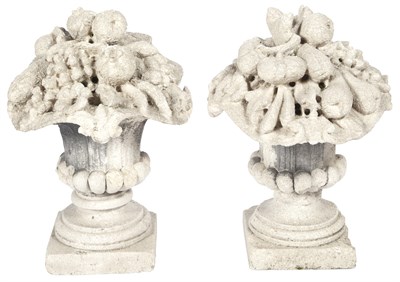 Lot 99 - Two French Cast Stone Fruit-Filled Basket...