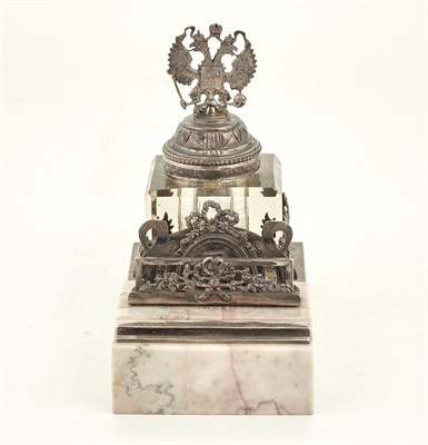 Lot 252 - Russian Style Silver-Mounted Glass and Marble...