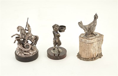 Lot 255 - Three Russian Style Silver Figural Desk Top...