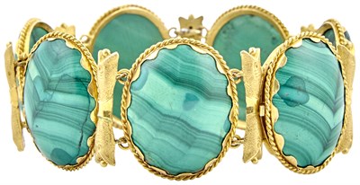 Lot 124 - Russian Gold and Malachite Bracelet St....