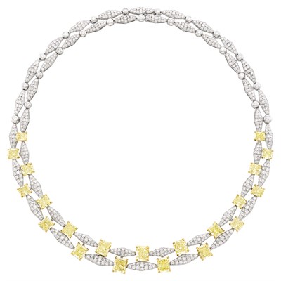 Lot 170 - Graff Platinum, Gold, Colored Diamond and Diamond Necklace