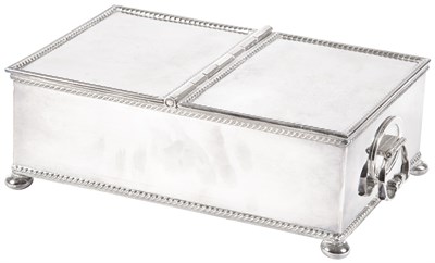 Lot 864 - English Silver Plated Double Cigarette Box...