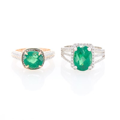 Lot 57 - Two White and Rose Gold, Grossular Garnet and Diamond Rings