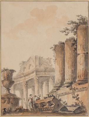 Lot 52 - Circle of Hubert Robert Figures in Antique...