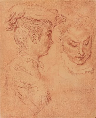 Lot 55 - Circle of Jean-Antoine Watteau Studies of Two...