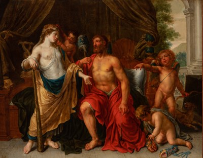 Lot 60 - Circle of Pieter van Lint Hercules and Omphale...